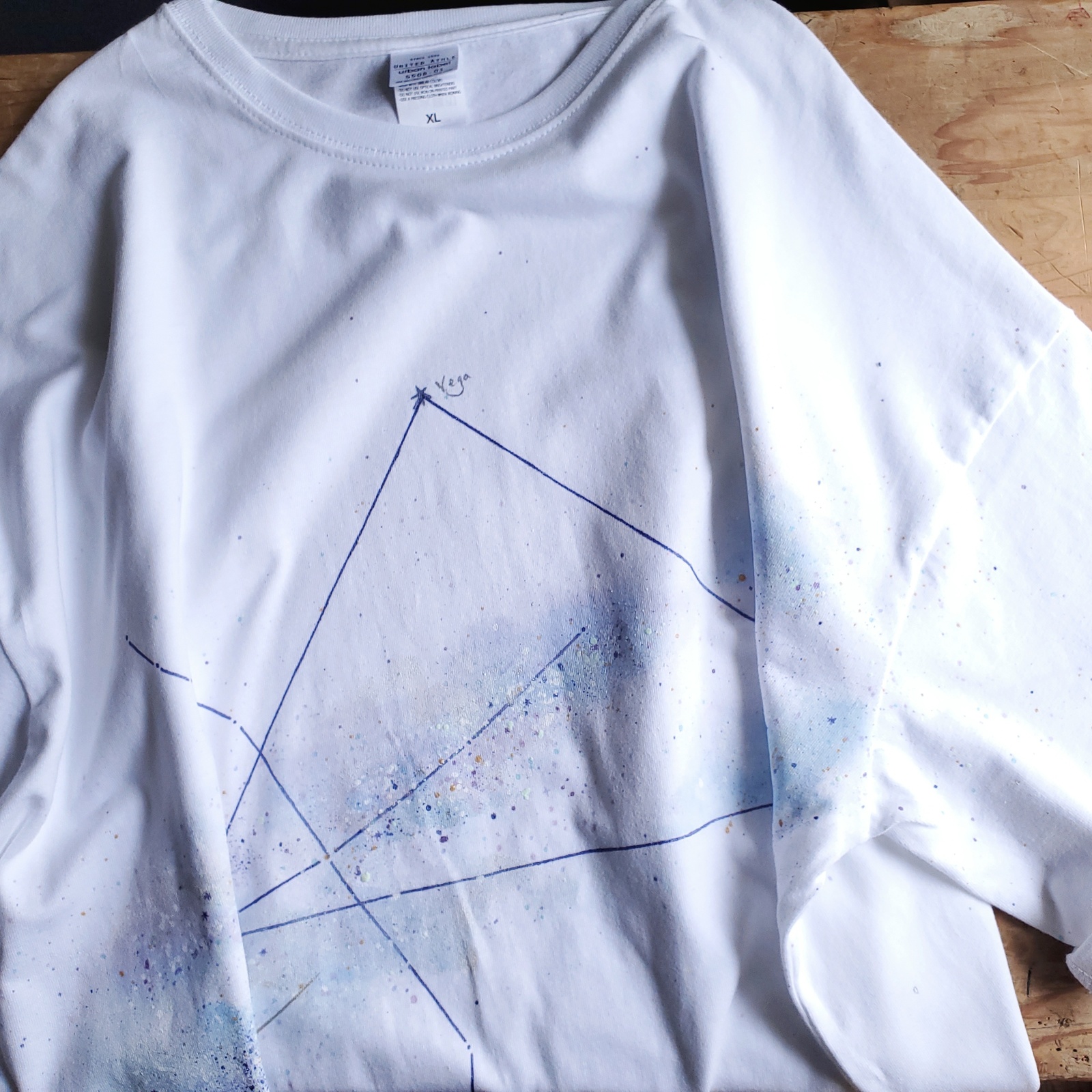 手描き 夏の大三角 蓄光Tシャツ  men's XL