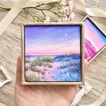 「 Dream Scape 」絵画　油絵　ミニチュア油絵・原画・絵画・アート・空・ピンク・ミニチュア
