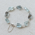 Silver925✴︎モスアクアマリン&カレンシルバー　マグネットクラスプブレスレット