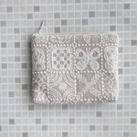 ◯mina perhonen  forest tile  ポーチ  ミナペルホネン の刺繍生地　ライトベージュ