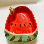 えさ皿「すいか🍉」うさぎちゃんと一緒