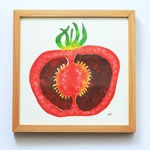 ましかくの絵「トマト」　正方形　現代アート