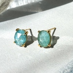 澄んだ海の一粒ピアス AAA 天然石　アパタイト silver925 18KGP　Gem stone 