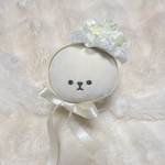 犬 オフホワイト マム 花冠 ♡ 猫 ペット 帽子 ヘッドドレス カチューシャ 花 冠 かぶりもの 被り物 レース フリル 誕生日 うちの子記念日 バースデー リボン