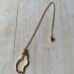 王冠ねこのメガネホルダーネックレス　ゴールド