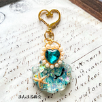【人魚姫の洞窟】マーメイド シェル ハート パール ビジュー 紫陽花と海のシャカシャカ バッグチャーム シェイカーキーホルダー 