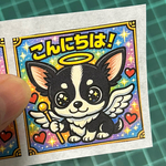 ビックリマン風シール6枚「チワワちゃん」ブラックホワイト