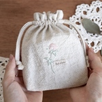 6/30~》ｱｶﾂﾒｸｻ刺繍のうえきばち巾着 *ﾐﾆ巾着*ﾐﾆマチ付き
