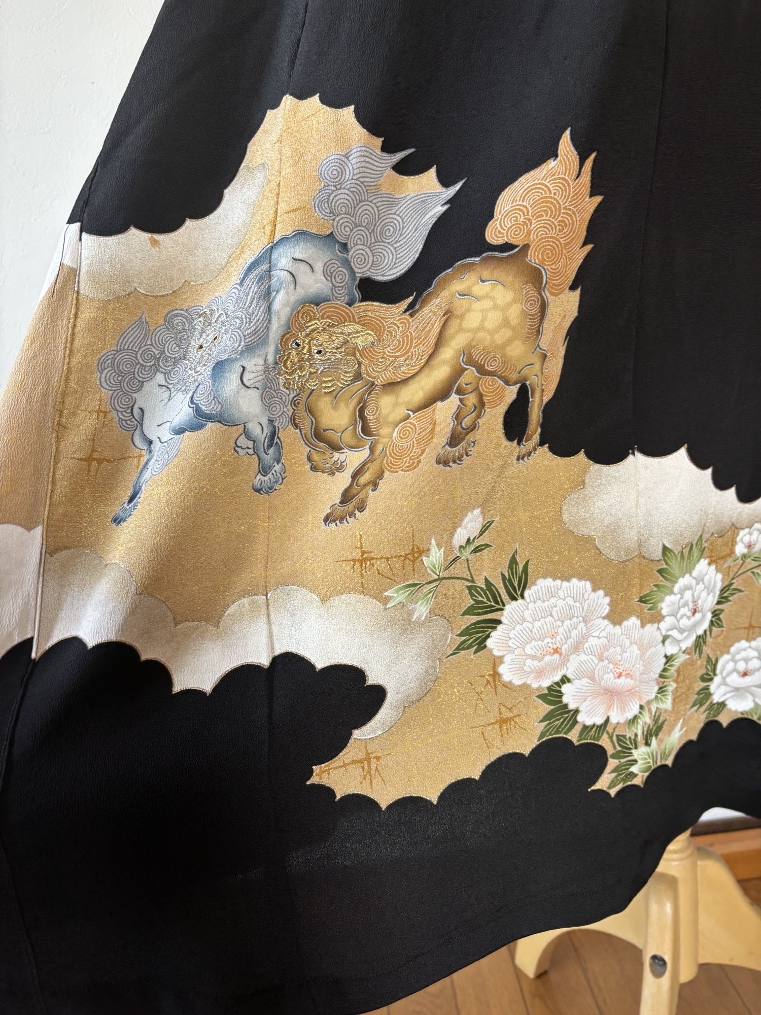 黒留袖リメイクワンピース 着物リメイク ちりめん - CUREEN