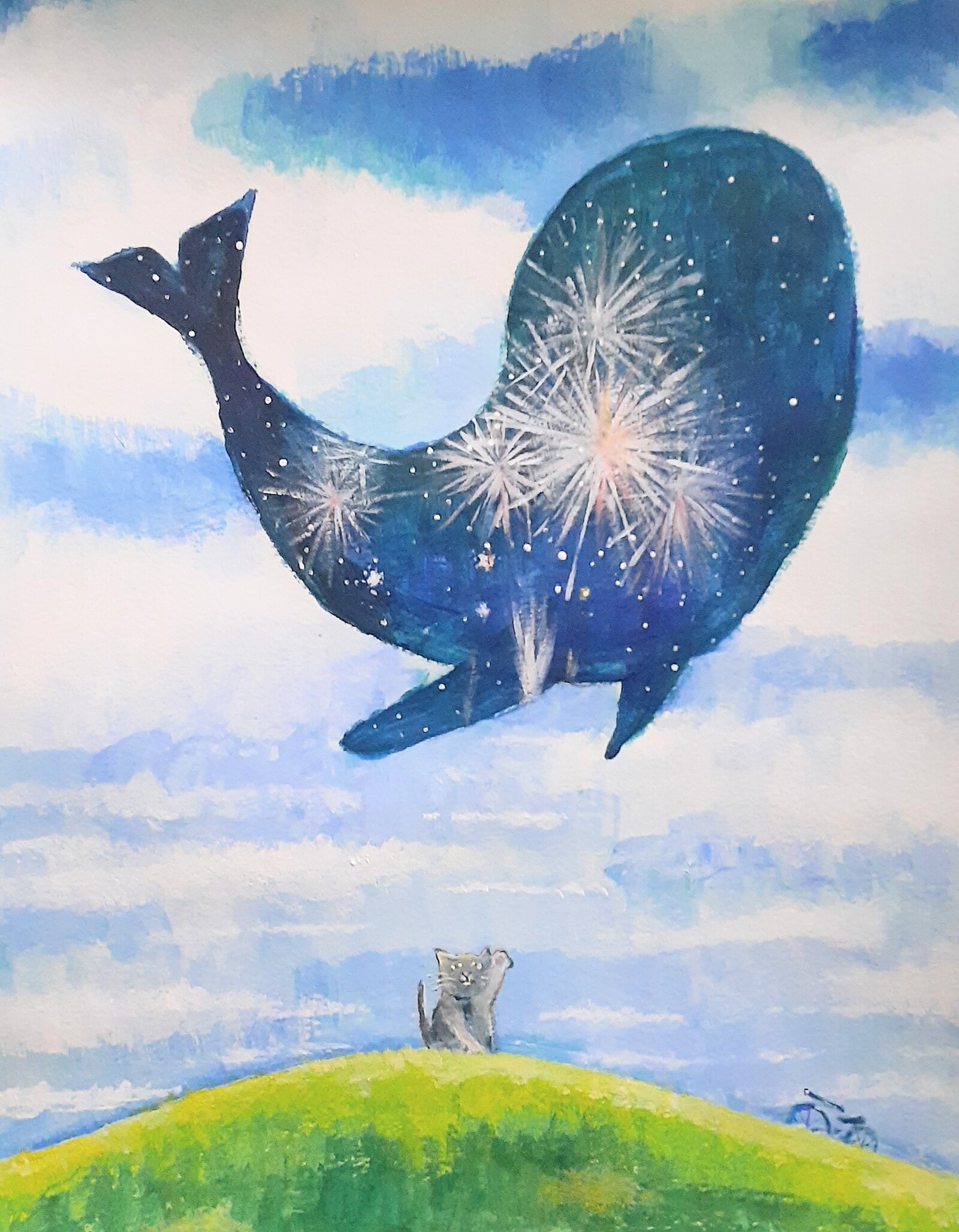流星』油彩【原画】 宇宙 夜空 銀河 風景画 - NEKOTO-HANAO'S