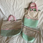 【a様オーダー品】入園入学レッスンバッグ手提げお弁当入れ巾着お着換え体操着袋★水族館海の生き物ピンク★