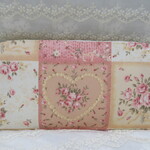 パッチワーク風　薔薇　ハンドメイド　ラウンド長財布