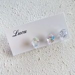 マルシェで人気!!小粒3点set カラフルシェルノンホールピアス イヤリング アシンメトリー シンプル 小粒イヤリング レジンアクセサリー シェル ピアス