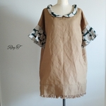 。゜◯ミナペルホネン run run run使用 ハンドメイド 細丸襟デザイン半袖トップス ★着丈83cm バスト132cm★ ゜。◯  