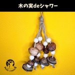 ☆木の実deシャワー☆  「【天然木・無農薬】自然採取木材を使用したバードトイ、バードジム 手作り一点もの 愛鳥安全第一」