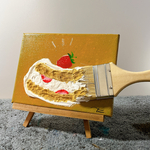 原画『ひとふでケーキ』15㎝×20㎝ 絵画/アクリル画/テクスチャーアート/アート/キャンバス/インテリア