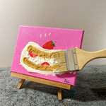 原画『ひとふでケーキ』15㎝×20㎝ 絵画/アクリル画/テクスチャーアート/アート/キャンバス/インテリア