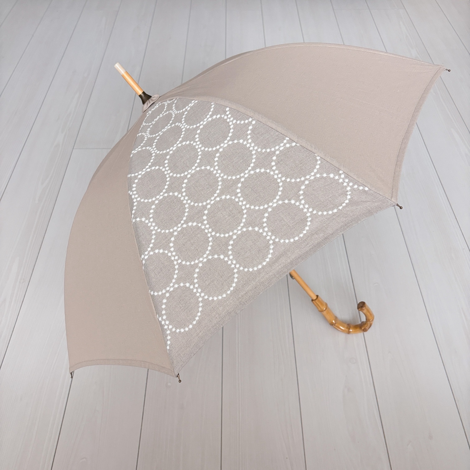 ★完成品★ミナペルホネン　タンバリン生地で仕立てる日傘（チャコール） ☆完成品☆ミナペルホネン タンバリン生地で仕立てる日傘（チャコール）