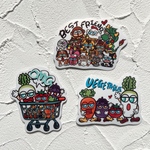 オリジナルステッカー 全3種 干支 お野菜 集合 大きいサイズ 耐水性あり 個性的 ポップ 