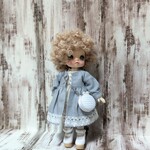 オビツ11サイズ　ワンピースとワンピースセット(ブルーグレー×ホワイト)