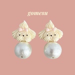 647⌇numberシリーズ【DUO】　レトロガーリー　犬　ホイップ　コットンパール　パール　個性的　ゆらゆら　ピアス/イヤリング　gomesu   ゴメス