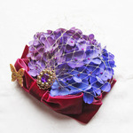紫陽花（赤紫と蝶）　カクテルハット