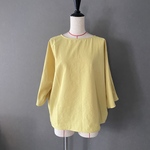 オーダー様専用【イエロー＆ホワイト】コットンで作った2wayましかくプルオーバー　ロングTシャツ代わりにも　2枚セット