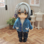 ハート模様カーディガン【水色(キングフィッシャー)・白】❤︎handmade❤︎11cmドールサイズ