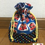 現品のみセール！ 二階建ての赤いバスのコップ袋用巾着！