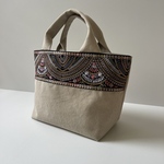 新色◇インド刺繍リボンと帆布のくったりトート◇Blackreef×ivory
