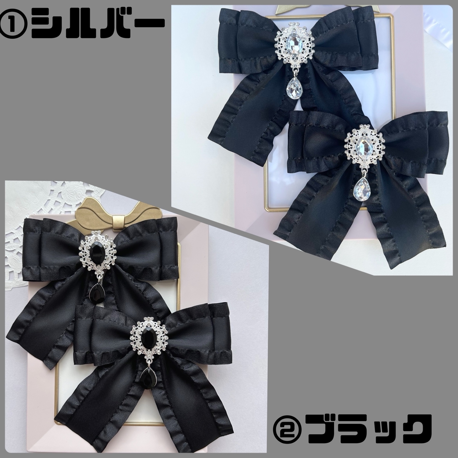dimmoire 安全ピン×フリルリボン ヘアクリップ Black Dimmoire ヘアクリップ 安全ピン フリルリボン BlacK - メルカリ