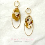 mustard yellow ✳︎ gold oval foop イヤリング／ピアス