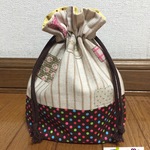 現品のみセール！シンプルにカラフルドットなコップ袋用巾着！