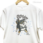 柴犬白Tシャツ（黒柴ドリル）