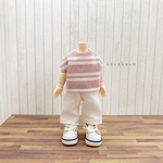 オビツ11 服 サーモンピンクと白ボーダートップスと白パンツセット 