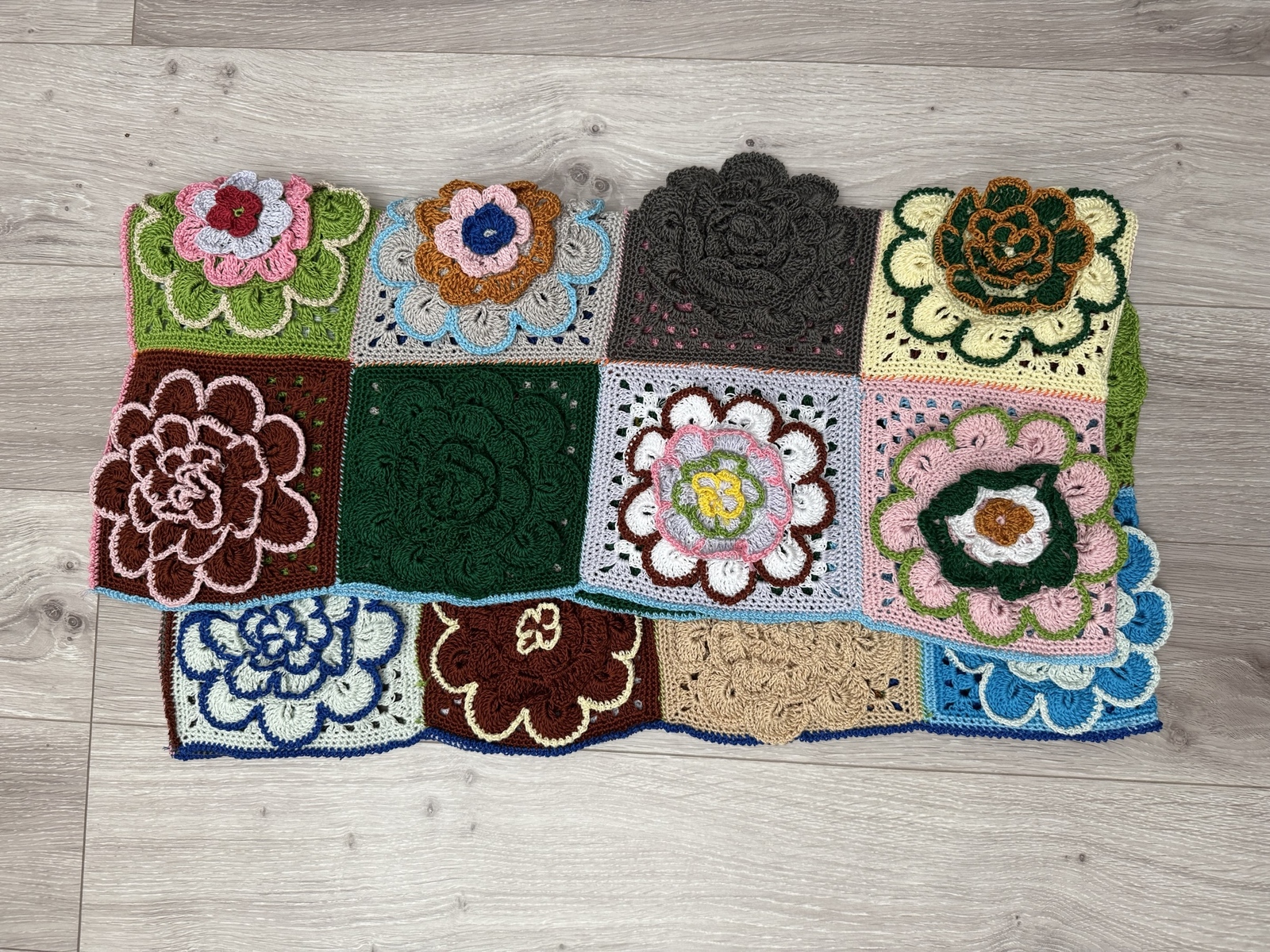 手編み モチーフ編み マルチカバー パッチワーク　ブランケット 手編み かぎ針編み モチーフ編み ブランケット マルチカバー