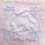 刺繍　インテリアクロス　パンジー柄　LtBL