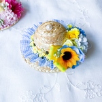 👒ひまわり帽子🌻👒　犬猫麦わら帽子　ペットアクセサリー　ぬいぐるみ帽子　夏アイテム　カンカン帽　ひまわり