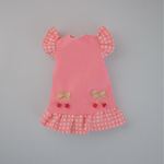 22cmドール服　さくらんぼ刺繍　ピンクのワンピース