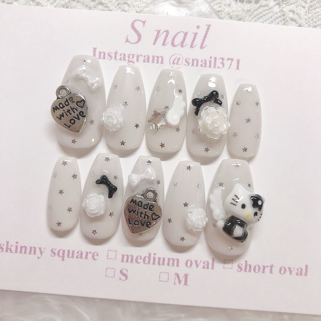 オーダーページ】ネイルチップ 韓国 ウィッシュコア 天使 バレエコア