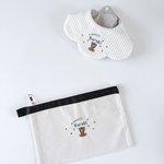 くまと流れ星 名入れ 刺繡 スタイ＋ポーチ