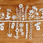 ミルクティー【50cm】ちょうちょ・チューリップケミカルレース／フリンジレース　m-59