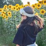 優しい太陽の花＊ひまわりの刺繍ヘアターバン(ヘアバンド)/ハーフリネン