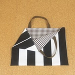 【 再販】レッスンバッグ（黒ボーダー×茶色チェック）/Lesson bag/School bag 【通園・通学】【男の子】