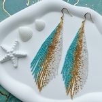 ≪ビーズ編みフリンジピアス≫  Sea Glitter