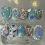 クリアな水色のうるうる宝石ネイルチップ💍💎