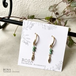 アフリカンターコイズのピアス　ゴールド系