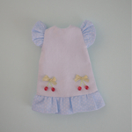 22cmドール服 さくらんぼ刺繍　水色のワンピース