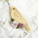 ［受注制作］カナリアの刺繍ブローチ＊小鳥＊カナリヤ