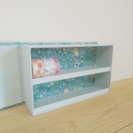 カルトナージュのマスキングテープ、ミシン糸収納BOX（ハーフサイズ Baby Cat Wildflower)